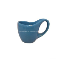 Novelty Ceramic Blue Tea Cup with Special Handle